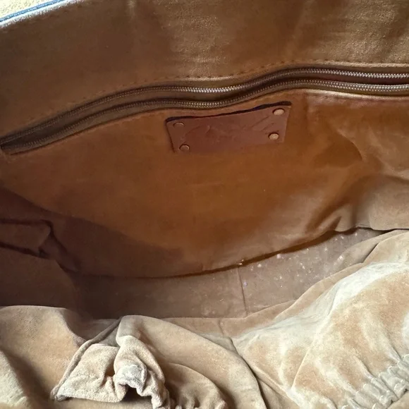 Patricia Nash Tan Leather Rosolini Floral Tooled Buckle Crossbody Saddle Bag - Picture 3 of 10